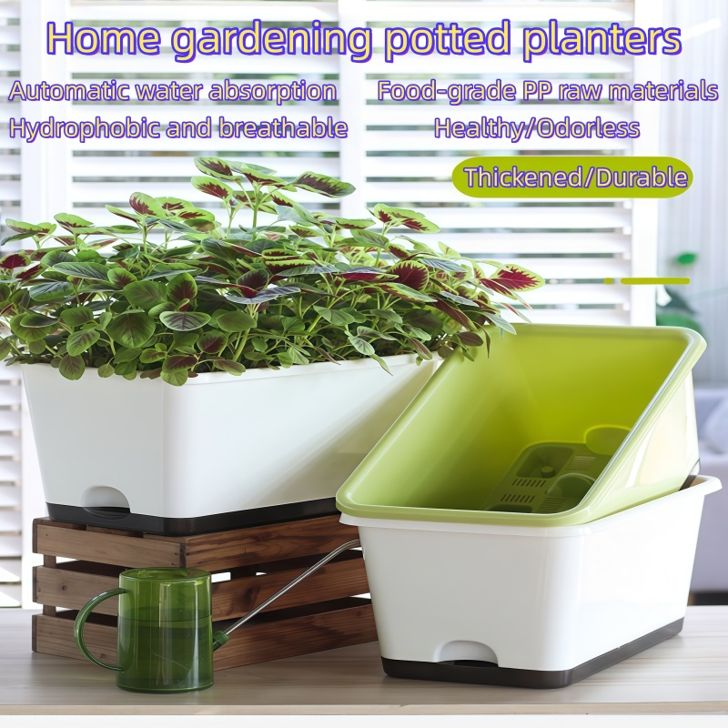폭이 넓은 자동 급수 기능이 있는 플라스틱 직사각형 화 - Self-Watering Planter 리뷰 및 가격